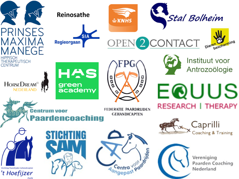 Logo's deelnemende organisaties symposium Welzijn coach-en Therapiepaarden 6 april 2024