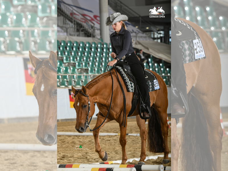 Student Hippische bedrijfskunde tijdens haar buitenlandstage op een western wedstrijd