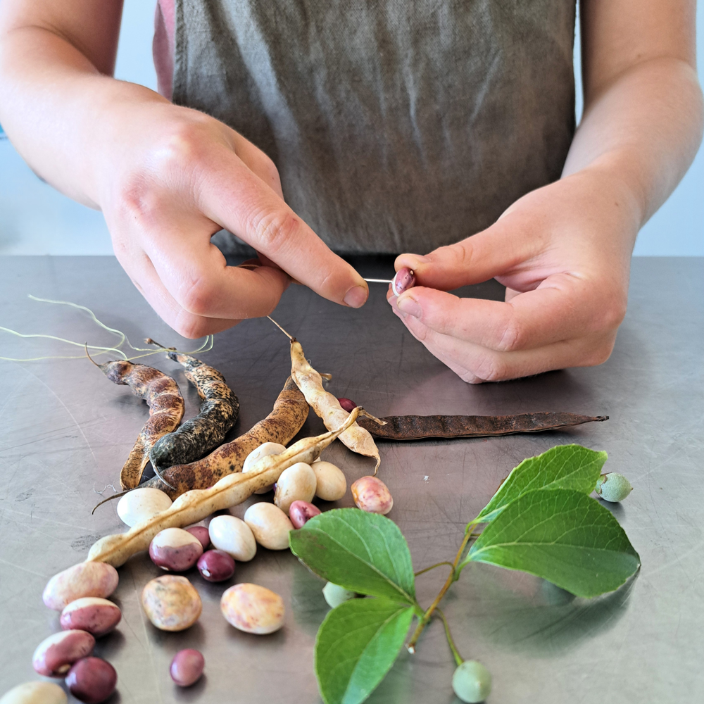 Student aan de slag met plantaardige materialen