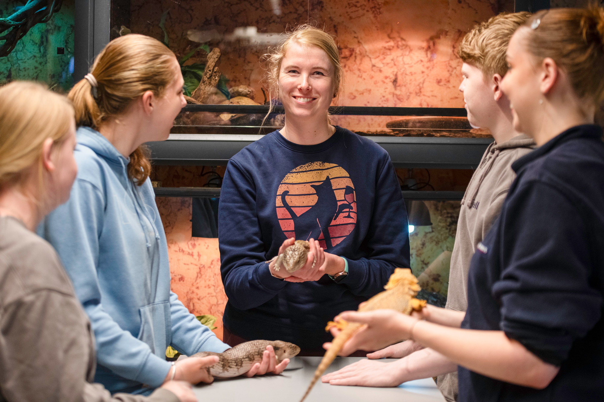 Studenten met reptielen