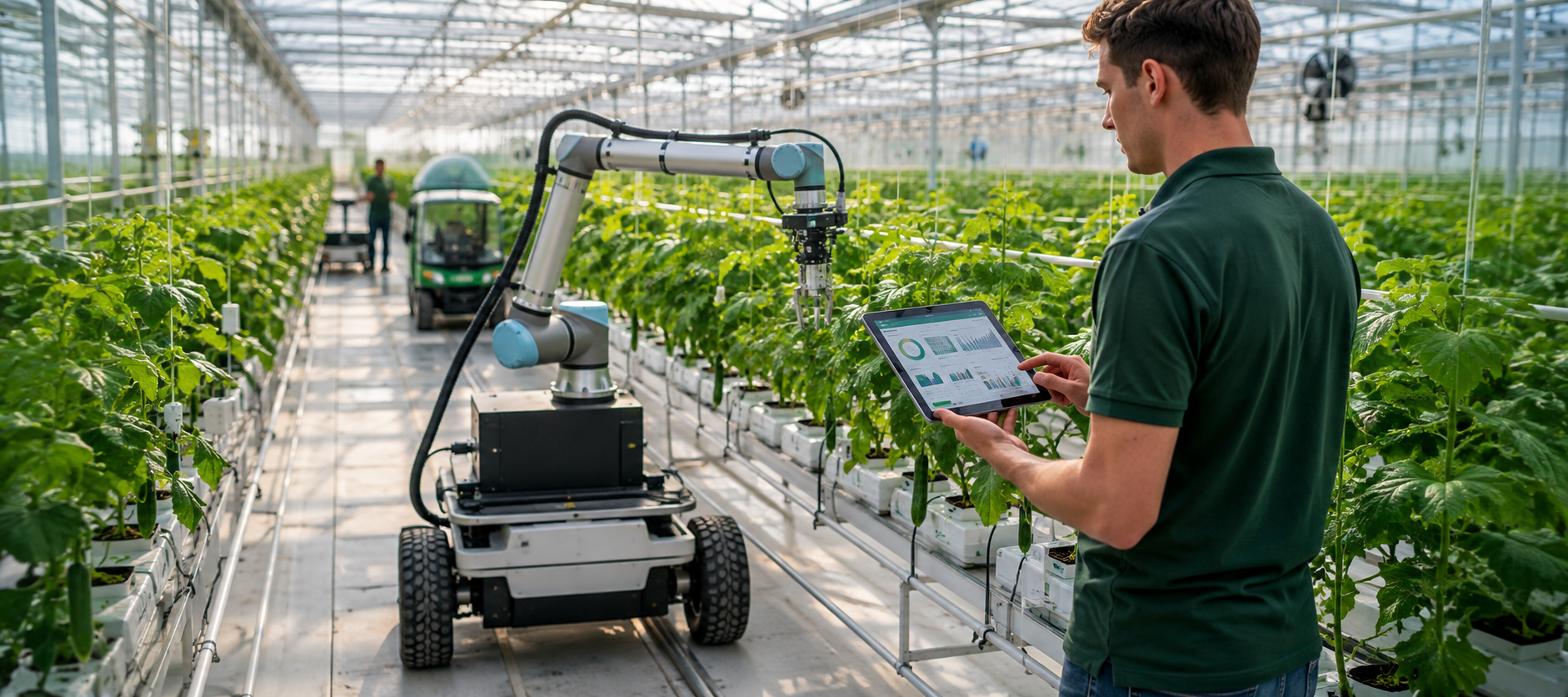 Student Agrotechniek en Voedselproductie in kas met robot