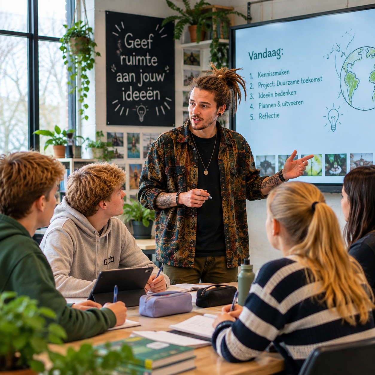 student voor de klas als docent groen
